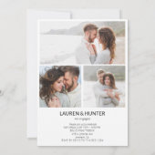 Faire-part Simple moderne 3 Photo Script Engagement (Dos)