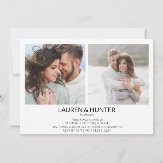 Faire-part Simple moderne 3 Photo Script Engagement (Dos)