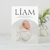 Faire-part Simple Moderne Annonce de Naissance Bébé sous une  (Debout devant)