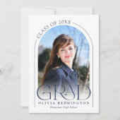 Faire-part Simple moderne Arc Bleu Typographie Photo Grad (Devant)