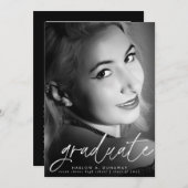 Faire-part Simple Moderne Calligraphie Photo Graduation (Devant / Derrière)