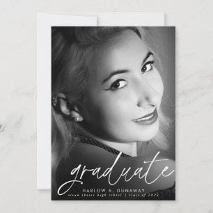 Faire-part Simple Moderne Calligraphie Photo Graduation