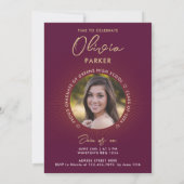 Faire-part Simple Moderne Design élégant Burgundy Graduation (Dos)