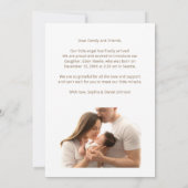 Faire-part Simple Moderne Élégant Script Brown Bébé Fille Nai (Dos)