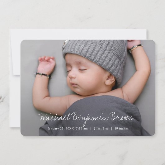 Faire-part Simple moderne garçon ou fille sur mesure pleine p (Devant)