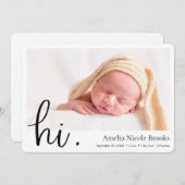 Faire-part Simple moderne Hi Custom Photo Naissance (Devant / Derrière)