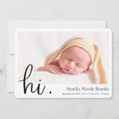 Faire-part Simple moderne Hi Custom Photo Naissance (Devant)