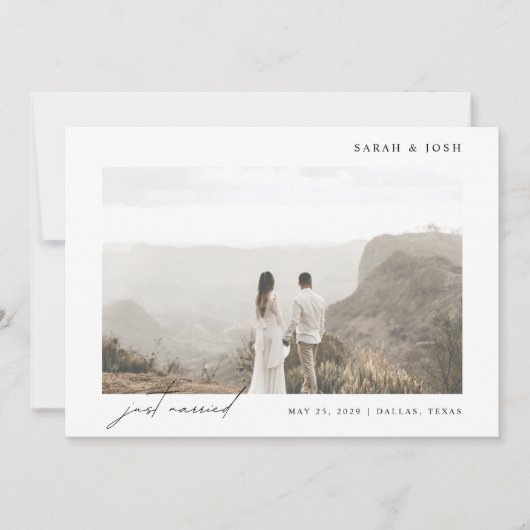 Faire-part Simple moderne juste marié Script Mariage photo (Devant)