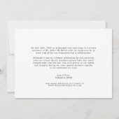 Faire-part Simple moderne juste marié Script Mariage photo (Dos)