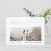 Faire-part Simple Moderne Juste Marié Script Photo Mariage An (Debout devant)