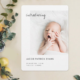 Faire-part Simple moderne minimaliste photo garçon ou fille n