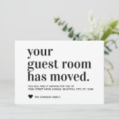 Faire-part Simple Moderne Noir Nouvelle Adresse Chambre D'Hôt (Debout devant)