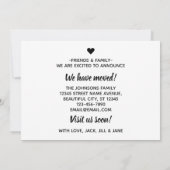 Faire-part Simple Moderne Noir Nouvelle Adresse Chambre D'Hôt (Dos)