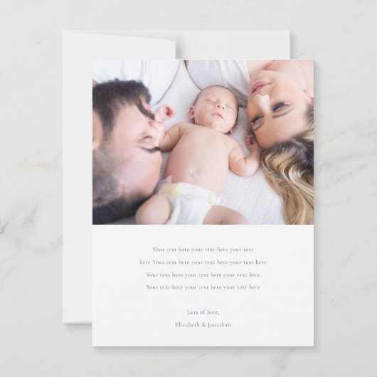 Faire-part Simple moderne Personnalisé garçon ou fille photo (Dos)