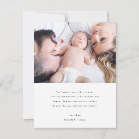 Faire-part Simple moderne Personnalisé garçon ou fille photo  (Dos)