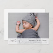 Faire-part Simple Moderne Personnalisé Photo de naissance Gar (Devant / Derrière)