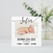 Faire-part Simple moderne photo bébé statistiques de naissanc (Debout devant)