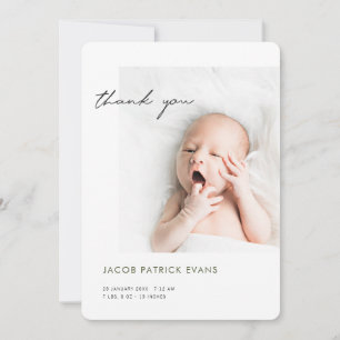 Faire-part Simple Moderne Remerciement de Naissance Photo de 