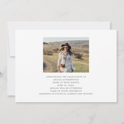 Faire-part Simple Moderne Rustique Diplômé N'importe quelle a (Dos)