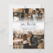 Faire-part Simple Navy Blue Mariage Photo Enregistrer La Date (Devant)