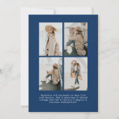 Faire-part Simple Navy Script 5 Photo Collage Graduation (Dos)