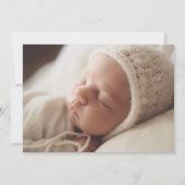 Faire-part Simple Noir Blanc Photo Minimal Naissance du bébé (Dos)