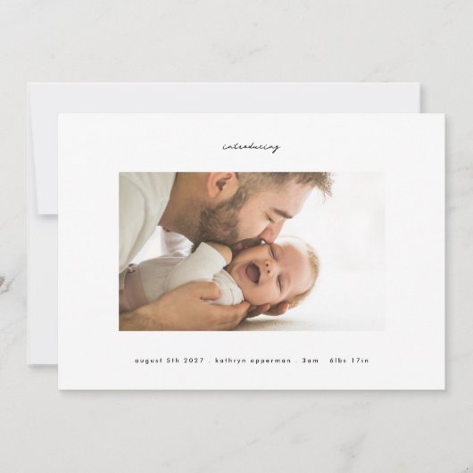 Faire-part simple noir sur blanc introduction photo naissance (Devant)