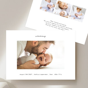 Faire-part simple noir sur blanc introduction photo naissance