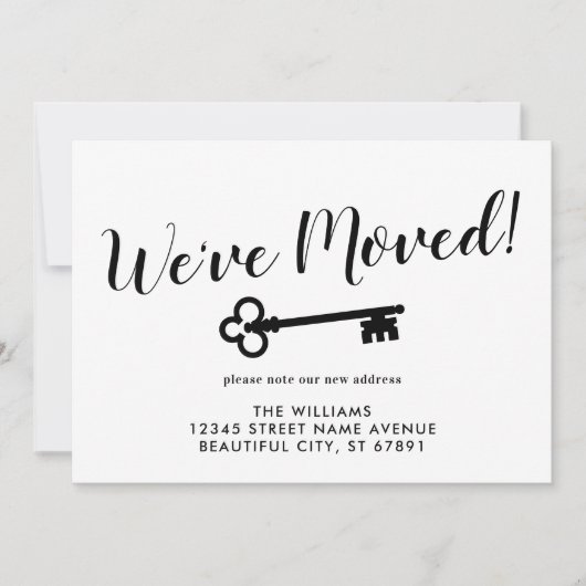 Faire-part Simple Nous avons déplacé la clé Nouvelle adresse  (Devant)