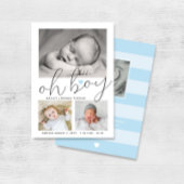 Faire-part Simple Oh Garçon Bleu Coeur Collage Photo Naissanc