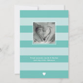 Faire-part Simple Oh Garçon Coeur Turquoise Collage Photo Nai (Dos)