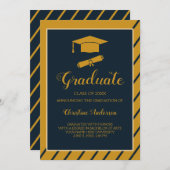Faire-part Simple or marine grad casquette chic chic style gr (Devant / Derrière)