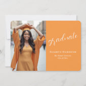 Faire-part Simple Orange White Photo Graduation (Devant)