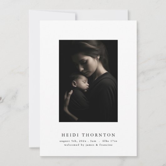 Faire-part SIMPLE | photo de la frontière bébé naissance (Devant)