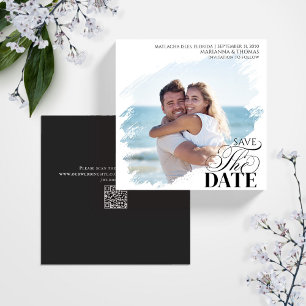 Faire-part Simple Photo de Mariage à Personnaliser Date de Sa