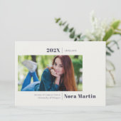 Faire-part Simple Photo Graduation Navy Blue Annonce (Debout devant)