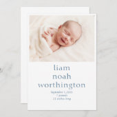 Faire-part Simple photo moderne bébé (Devant / Derrière)