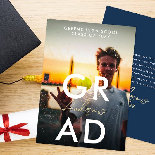 Faire-part Simple Photo Moderne De Graduation Et Typographie