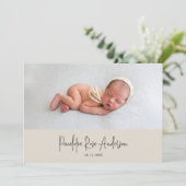Faire-part Simple photo naissance minimaliste (Debout devant)
