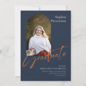 Faire-part Simple Photo Navy Orange College (Devant)
