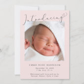 Faire-part Simple présentation de photos Pink Baby Girl Birth (Devant)