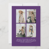 Faire-part Simple Purple Script 5 Photo Collage Graduation (Dos)