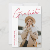 Faire-part Simple Red Script 5 Photo Collage Graduation (Devant)