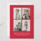 Faire-part Simple Red Script 5 Photo Collage Graduation (Dos)