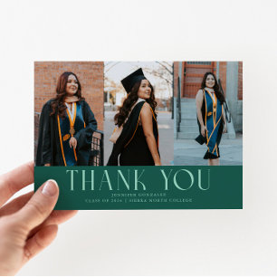 Faire-part Simple Remerciement Vert Multi Photo Graduation