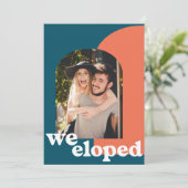 Faire-part Simple Retro Photo géométrique Turquoise Nous Elop (Debout devant)