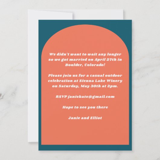 Faire-part Simple Retro Photo géométrique Turquoise Nous Elop (Dos)