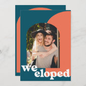 Faire-part Simple Retro Photo géométrique Turquoise Nous Elop (Devant / Derrière)