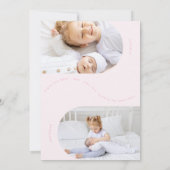 Faire-part simple rose fille arc photo collage bébé naissance (Dos)