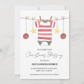 Faire-part Simple Rouge Bracelet Romper Ornements Noël Naissa (Devant)